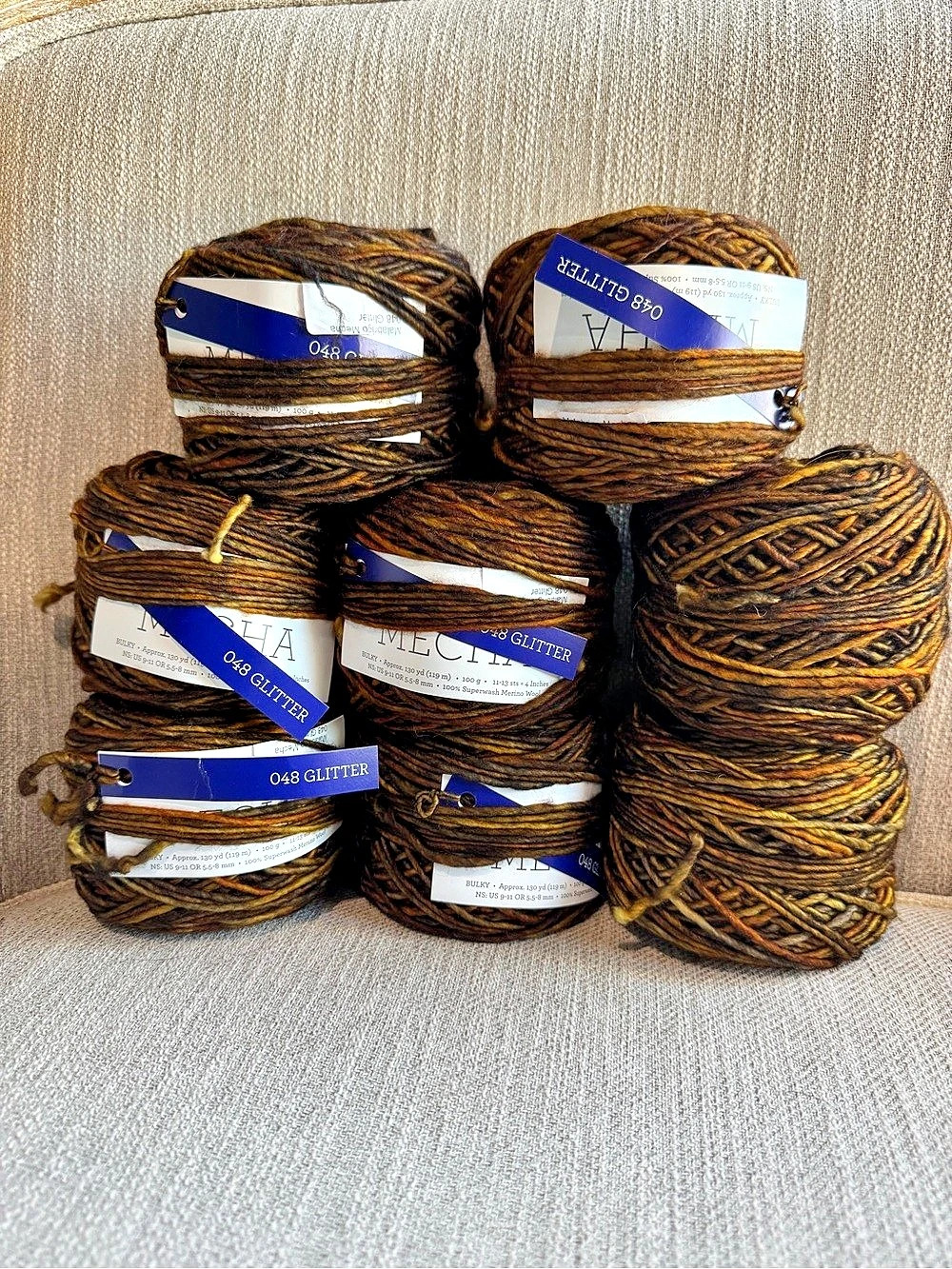 Malabrigo Mecha 048 Glitter Yarn Brown NWT - 8 skeins